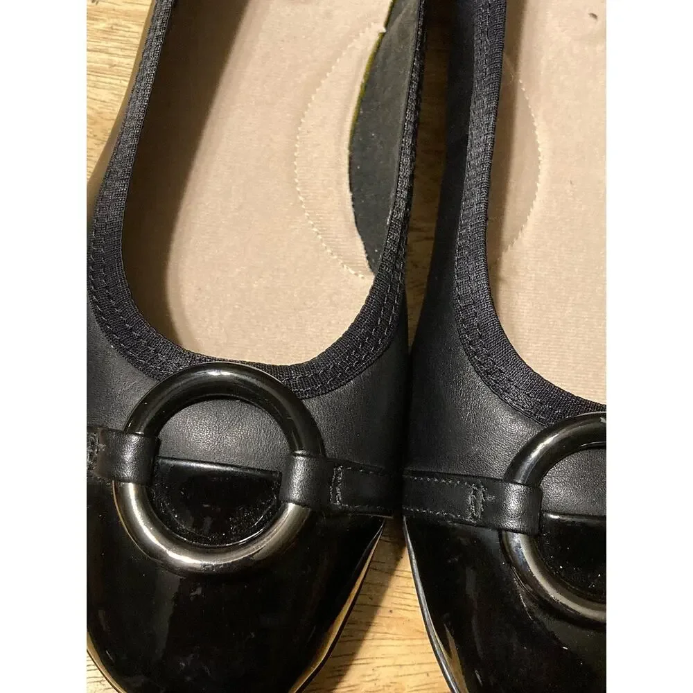 Clarks Gracelin Wind Ballet Flats Sz 9 M Black‎ Leather Womens